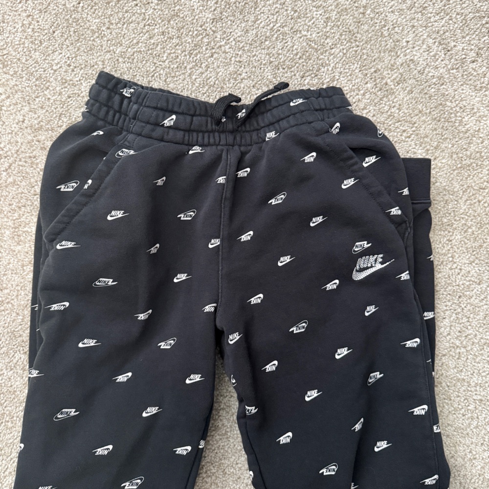 Nike Kids Black Logo Print Joggers